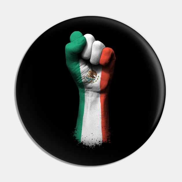 Flag of Mexico on a Raised Clenched Fist Pin by jeffbartels