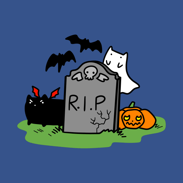 Headstone with Spooky Cats by saradaboru