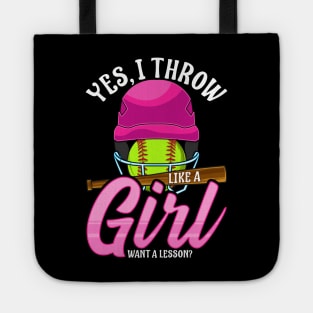 Funny Yes, I Throw Like a Girl Want a Lesson? Tote