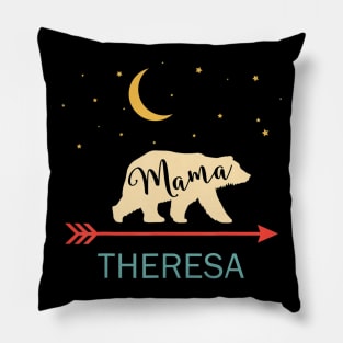 Theresa Name Gift Personalized Retro Mama Bear Pillow