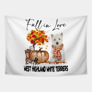 Fall In Love With West Highland White Terrier Thanksgiving Tapestry