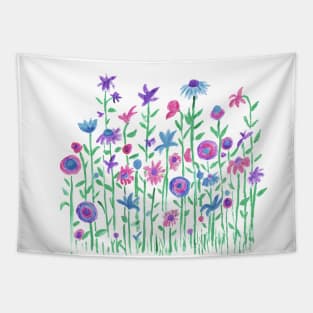 Cheerful spring flowers watercolor painting Tapestry