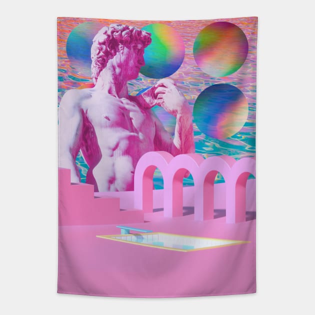 Vaporwave Statue Pink Aesthetic Tapestry by Souls.Print