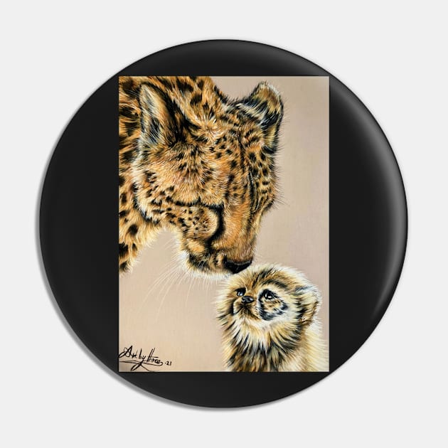 Cheetah and Cub Pin by Artbythree