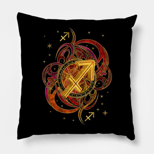 Sagittarius Zodiac Sign Fire element Pillow by Nartissima