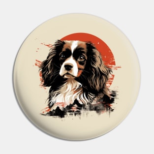 Japanese Spaniel traditional art Pin