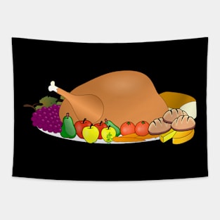 Thanksgiving Turkey Feast & Fruits Tapestry