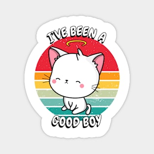 Cute white cat is a good boy Magnet