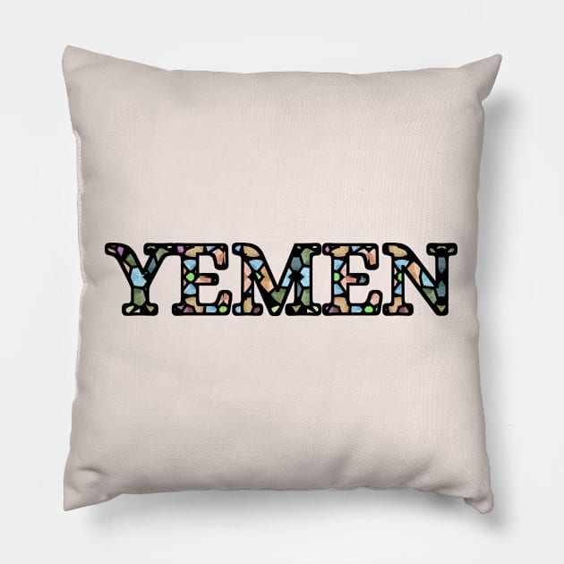 Yemen Stained Glass Patriotic Design Pillow by DiwanHanifah