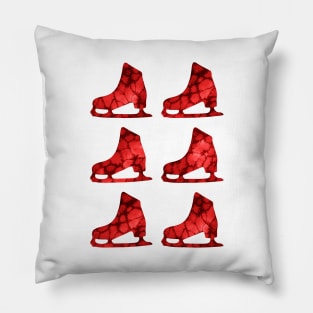 Watercolor Figure Skates (Red) Pillow