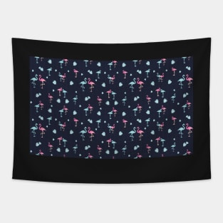 Pink and Blue Flamingo pet bandana Tapestry