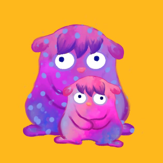 Cute Purple Monster and Friend by AlondraHanley