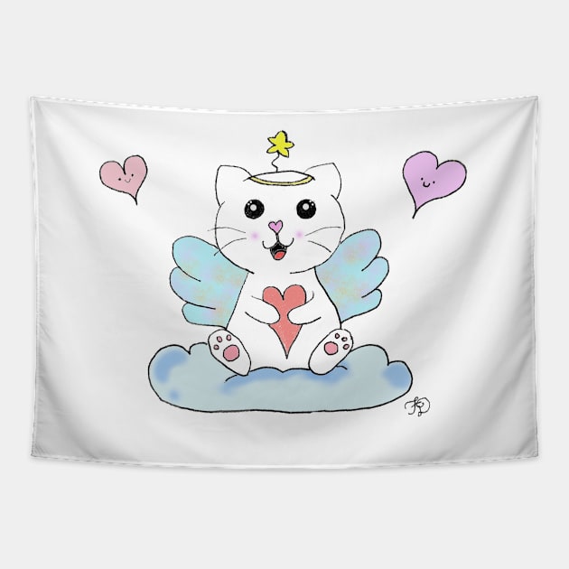 Guardian Angel Cat Tapestry by Fradema