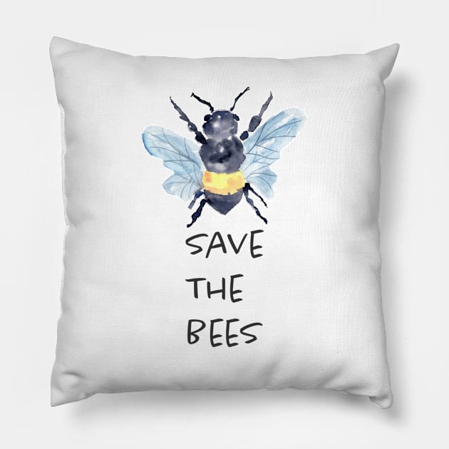 Save the Bees in watercolor Pillow by Harpleydesign