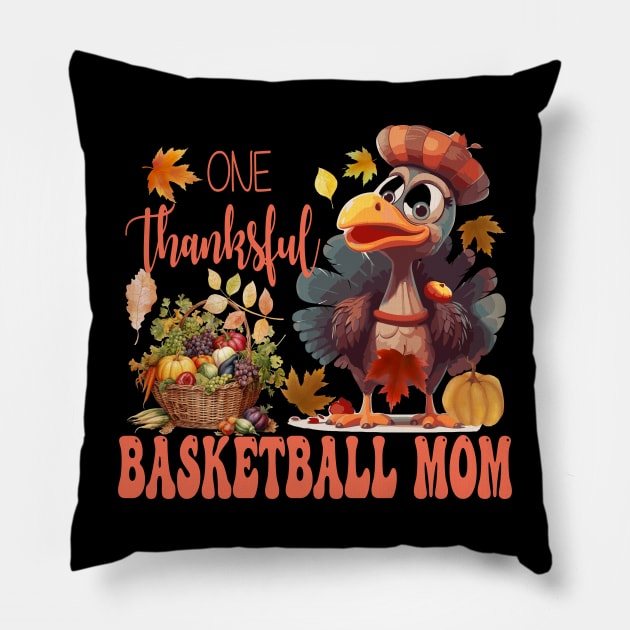 One Thankful Basketball Mom Thanksgiving Turkey Costume Groovy Pillow by Spit in my face PODCAST