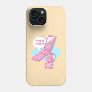 The kawaii pastel pink japanese flip phone on the yellow background Phone Case