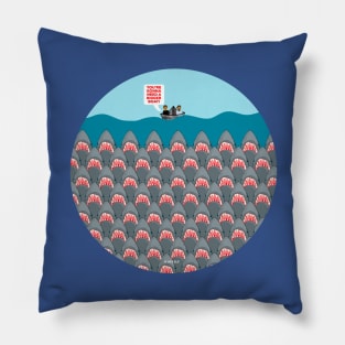 Jaws Movie Boat and Sharks Pillow