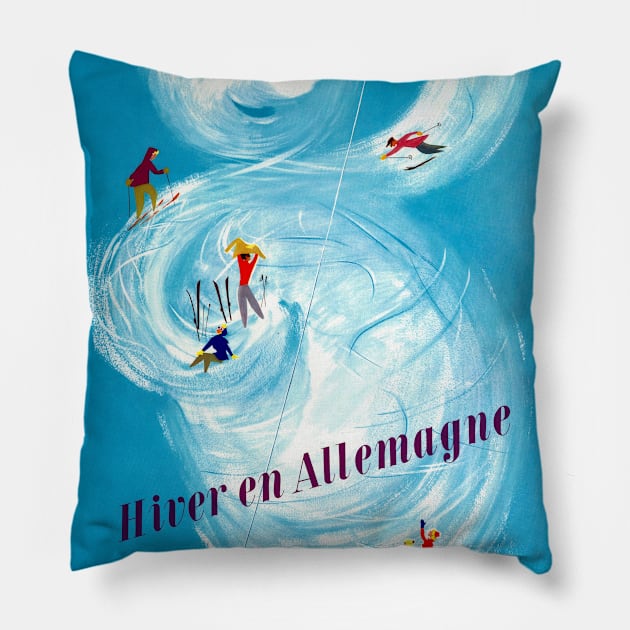 Vintage Travel Poster Germany Hiver en Allemagne Pillow by vintagetreasure