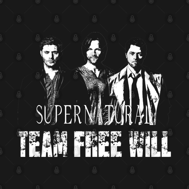 Supernatural Team Free Will White silhouette by Ratherkool