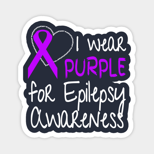 I Wear Purple For Epilepsy Awareness Ribbon design Magnet by nikkidawn74