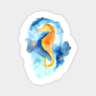 Seahorse under Water Watercolor Painting Magnet