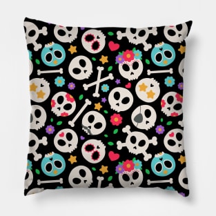 Cute Painted Skull and Bones Pillow