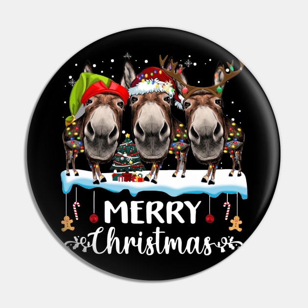 Funny Donkey Xmas Color Lights Merry Christmas Pin by cogemma.art