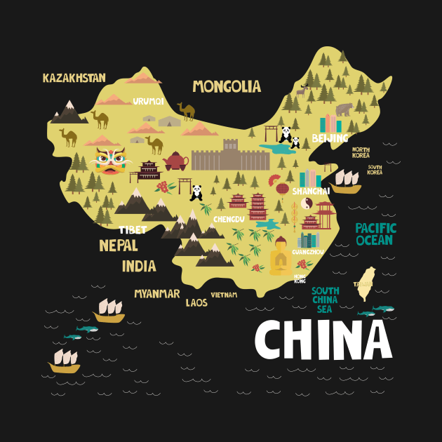 China illustrated map by JunkyDotCom