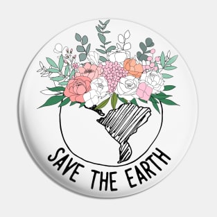 Save The Earth One Line Art Flowers Pin