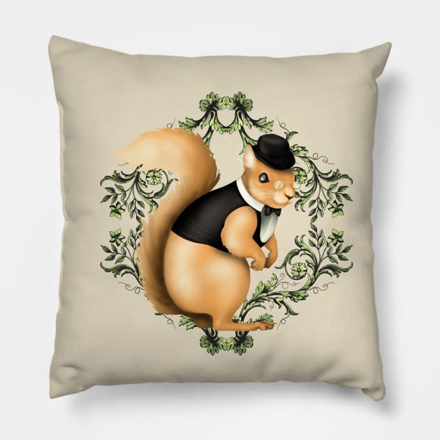 Gentleman Squirrel Pillow by CatAstropheBoxes