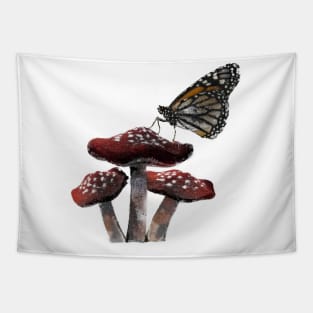 Monarch Butterfly & Mushrooms | Cottagecore | Dark Academia Gift Tapestry