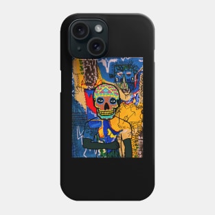 In God We Trust - Blue-Eyed Male Character with Mexican Mask and Street Art Background Phone Case