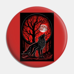 Blood Moon Wolf - Howling Wolf For Wolf Lovers  Howling At The Moon Pin