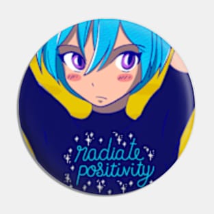 Cute Anime Manga Girl Radiate Positivity Pin