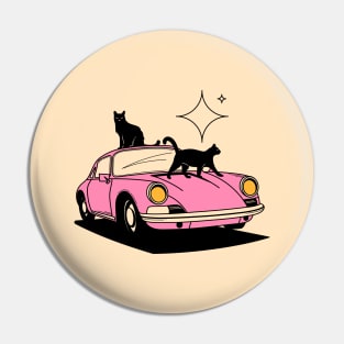 Cool Car Black Cat in beige Pin