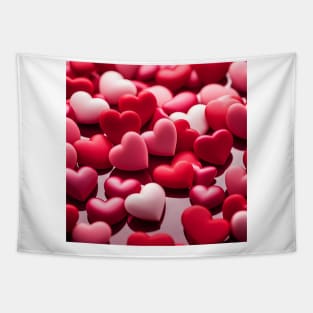 celebrating Valentines day, random floating love hearts Tapestry