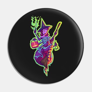 Halloween Spider Witch Pin