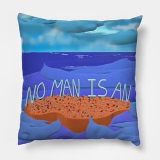 No Man Is An Island Inspirational Quote. Ocean Scene. Pillow