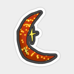 Crescent Orange Sparkly Moon Magnet