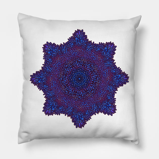 Blue Mandala made with oval shapes Pillow by DaveDanchuk