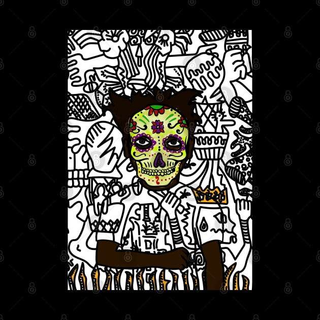 Kilt: A Striking NFT with MaleMask, MexicanEye Color, and DarkSkin Color" - DarkItem and Doodle Art Galore by Hashed Art