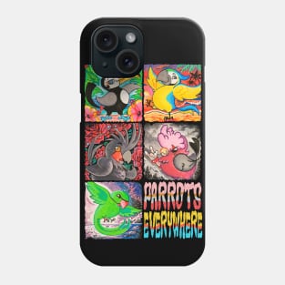 Parrots Painting and Flowers Phone Case