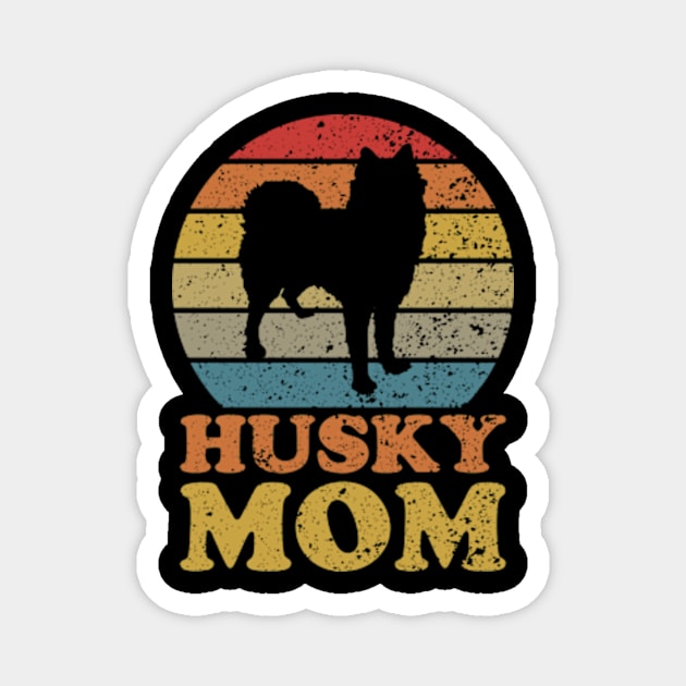 Retro Sunset Husky Dog Mom Magnet by AmazingDesigns