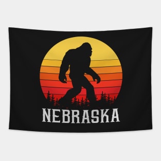 Nebraska Bigfoot, Nebraska Sasquatch Creature, Cryptid Sunset Tapestry