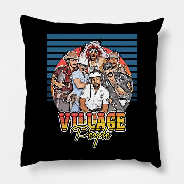 best of the best village people 80s  /style retro vintage flyer Pillow by Now and Forever