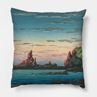 Ryugashima Island at Oga Peninsula by Kawase Hasui Pillow