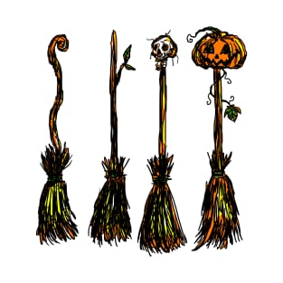 Sppoky Halloween Broomsticks T-Shirt