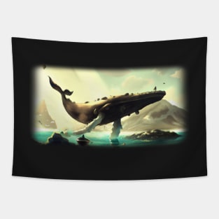 Whale floating in the sky Tapestry