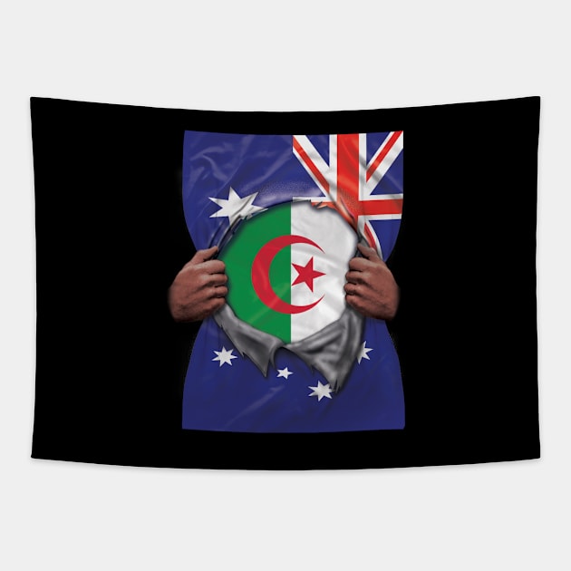 Algeria Flag Australian Flag Ripped - Gift for Algerian From Algeria Tapestry by Country Flags