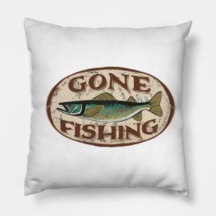 Gone Fishing Distressed Wall Mount Design Pillow
